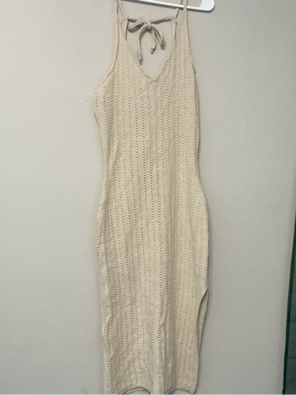 Le Lis Cream Crochet Knit Halter Top